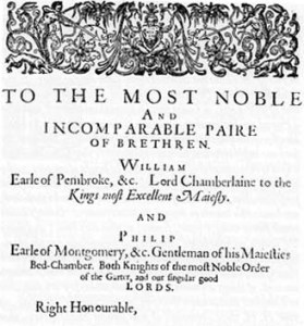 The 1623 First Folio dedication